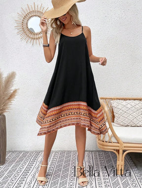 Vestido Midi Soltinho com Estampa Geométrica na Barra Vestido
